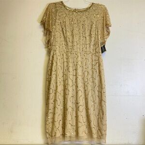 Papell Boutique Gold Sequin Midi Dress